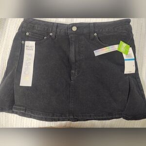 Black Denim Mini Skirt